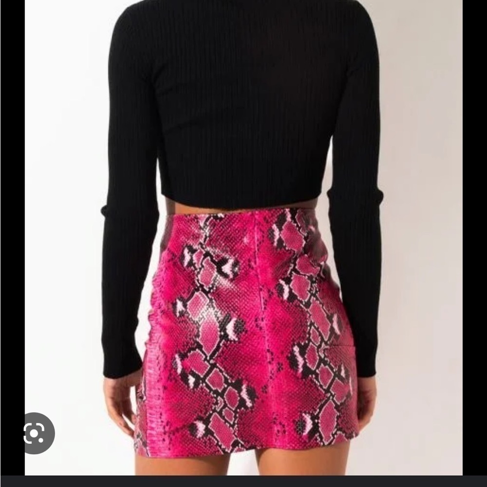 Women's Pink Snake-Print Mini Skirt - Picture 4 of 8